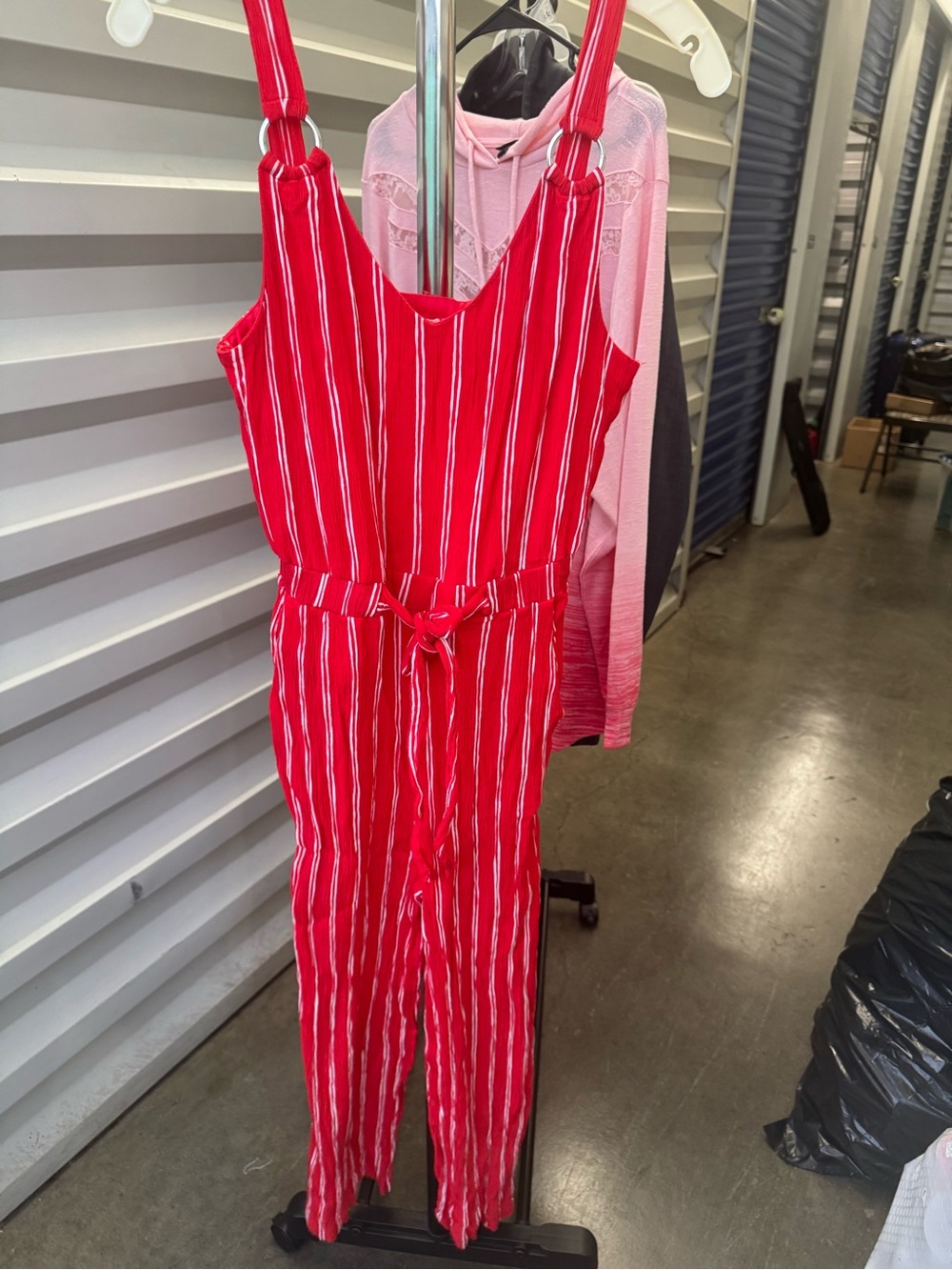 Red and white stripe Jumpsuit - size Medium